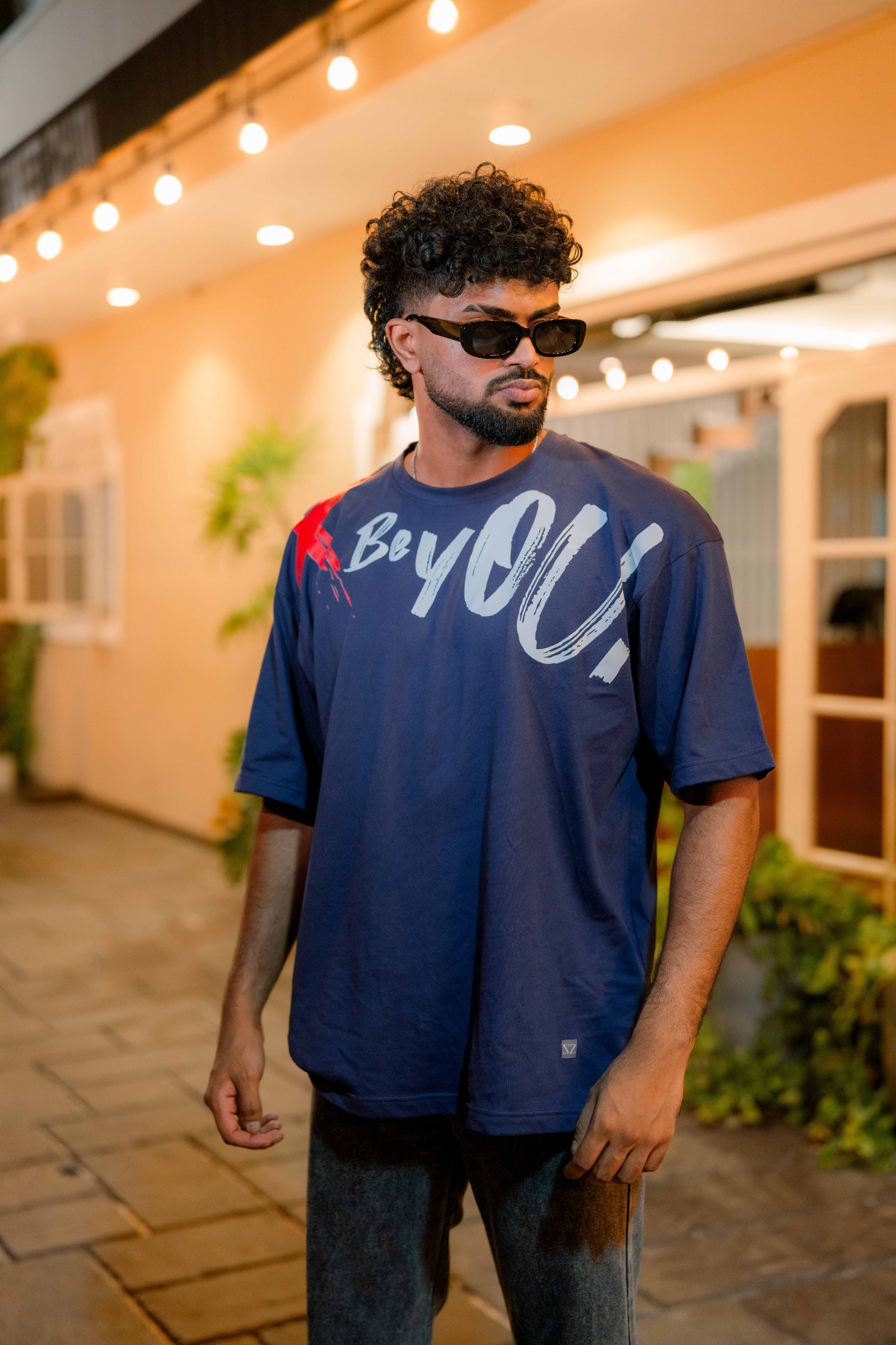 BE YOU PRINT DARK BLUE OVERSIZE UNISEX T-SHIRT BE YOU PRINT DARK BLUE OVERSIZE UNISEX T-SHIRT